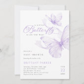 Baby shower papillon violet Invitation (Devant)