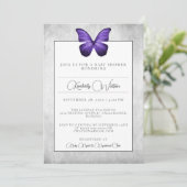 Baby shower papillon violet Invitation (Debout devant)