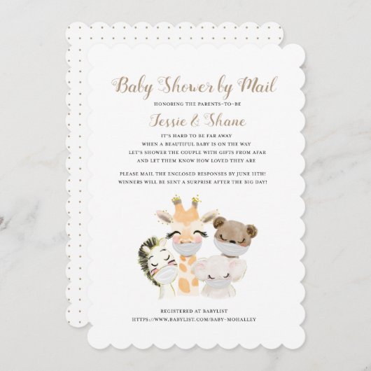 Baby shower par invitation par courrier (Devant / Derrière)
