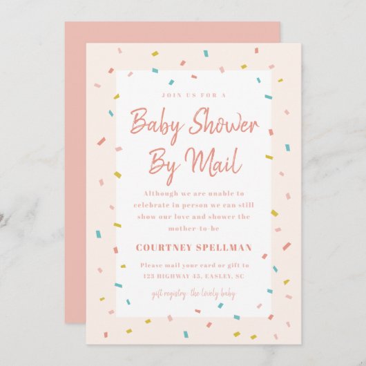 Baby shower par invitation par courrier (Devant / Derrière)