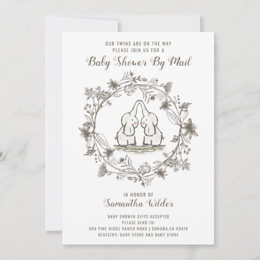 Baby shower par invitation par courrier | Jumeaux (Devant)