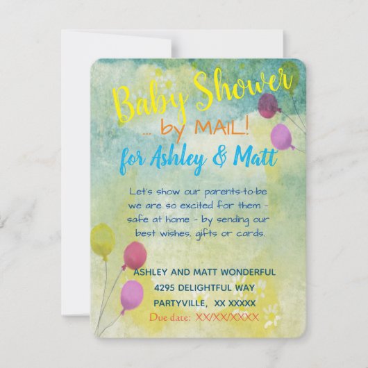 Baby shower par la poste Ballons Invitation (Devant)