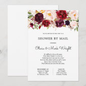 Baby shower par Mail Burgundy Floral Invitation (Devant / Derrière)