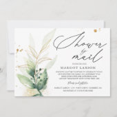 Baby shower Par Mail Invitation Verdure & Or (Devant)