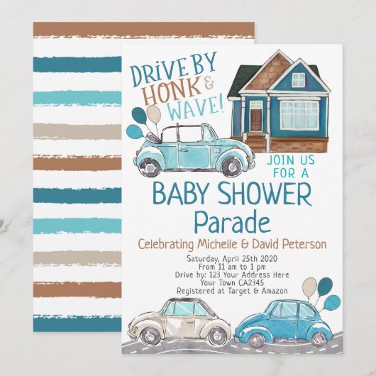 baby shower Parade Kaart (Voorkant / Achterkant)