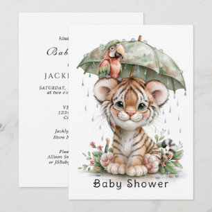 Baby Shower Paraplu Tijger Papegaai Kaart