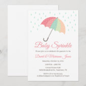 Baby shower parapluie Invitation C'est une fille (Devant / Derrière)