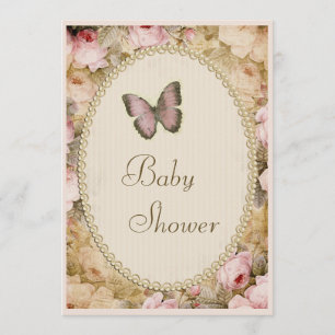 baby shower  parels Rozen vlinder Kaart