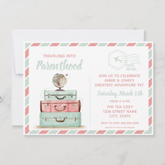 Baby shower Parenthood Coral Mint Kaart (Voorkant)