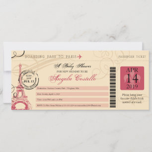 Baby shower Paris Boarding Pass Kaart