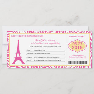 Baby shower Paris Boarding Pass Kaart