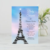 Baby shower parisien pétillant Invitation rose/ble (Debout devant)