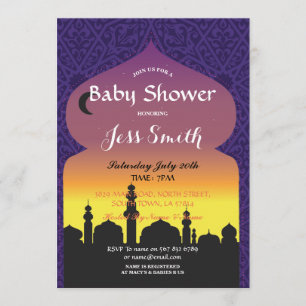 baby shower Partij Arabische Nacht nodigt Paars ui Kaart