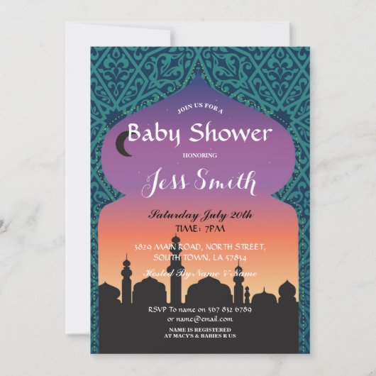 Baby shower Party Arabian Nights Invitation maroca (Devant)