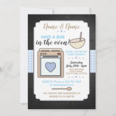 baby shower Party Bun in Oven Blue Boy Gingham Kaart (Voorkant)