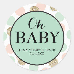 Baby shower Party Favor Sticker, Gender Neutral Ronde Sticker