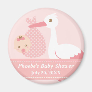 Baby shower Party Favor - Stork levert babymeisje Magneet