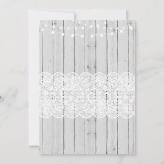 Baby shower Party Grey Invitation dentelle en bois (Dos)