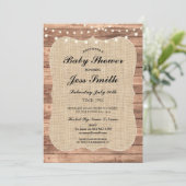 Baby shower Party Rustic Wood Burlap Invitation ba (Debout devant)