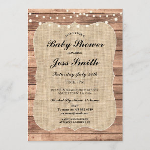 Baby shower Party Rustic Wood Burlap Invitation ba