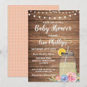 baby shower Party Summer Wood Mason Jar Invite Kaart