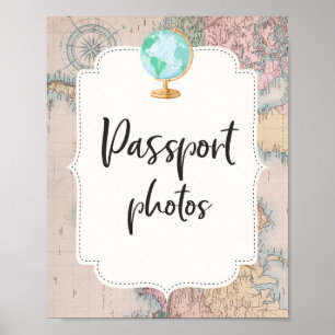 Baby shower paspoort reizen Foto's Sign Adventure Poster