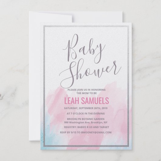 Baby shower Pastel Aquarelle Invitation (Devant)