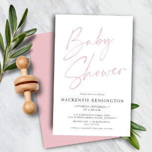Baby shower Pastel Blush Pink Simple Script