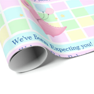 Baby shower Pastel Naam toevoegen Geslacht Onbeken Cadeaupapier