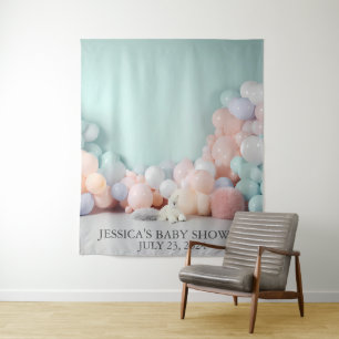 Baby Shower Pastelkleurig Ballondoek Achtergrond Wandkleed