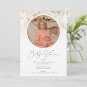Baby Shower Peach Floral Botanical Photo (Staand voorkant)