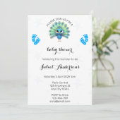 Baby shower Peacock Bleu Invitation (Debout devant)