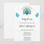 Baby shower Peacock Bleu Invitation (Devant / Derrière)