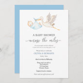 Baby shower per e-mail Blue Stork Kaart (Voorkant / Achterkant)