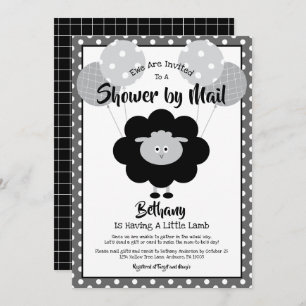 Baby shower per e-mail Chic Black & White Lamb Mod Kaart