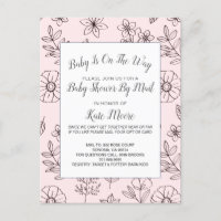 Baby shower per e-mail Drawn Flowers Pink