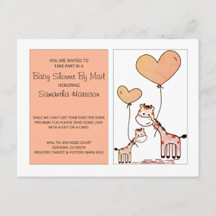 Baby shower per e-mail: Giraffes en Baby Uitnodiging Briefkaart