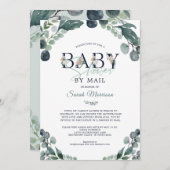 Baby shower per Mail Eucalyptus Green Navy Blue Kaart (Voorkant / Achterkant)