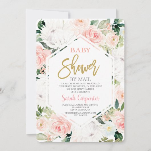 Baby shower per mail meisje kaart (Voorkant)