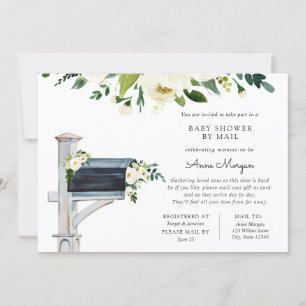 Baby shower per Mail White Flowers in Mailbox Kaart