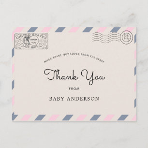 Baby shower per post Bedankt Roze Blauw Briefkaart
