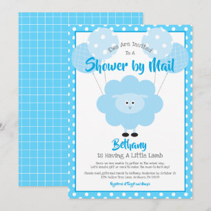 Baby shower per post, Cute Blue Lamb Simple Modern Kaart