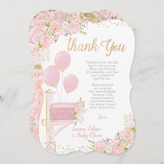 Baby shower per post Dank u kaarten (Voorkant / Achterkant)