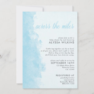 Baby Shower per post Elegante inktwassing blauw Kaart