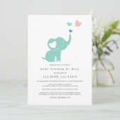 Baby shower per post Mint Green Elephant Kaart (Staand voorkant)