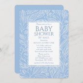 Baby Shower Per Post Pastelblauw Bloemmotief Kaart (Voorkant / Achterkant)