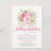 Baby shower per post roze bloemenvelop kaart (Voorkant / Achterkant)