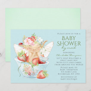Baby shower per post Waterverf Floral Boy Fairy Kaart