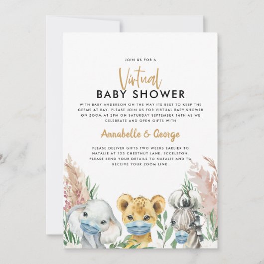 Baby shower per postdierlijk kovid masker (Voorkant)