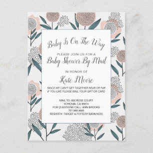 Baby shower per posthand getrokken Roos Floral Uitnodiging Briefkaart